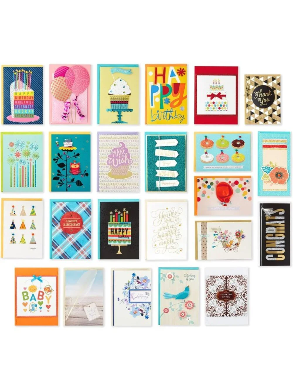 Assorted Handmade Greeting Cards Set - 24 Boxed Cards for All Occasions